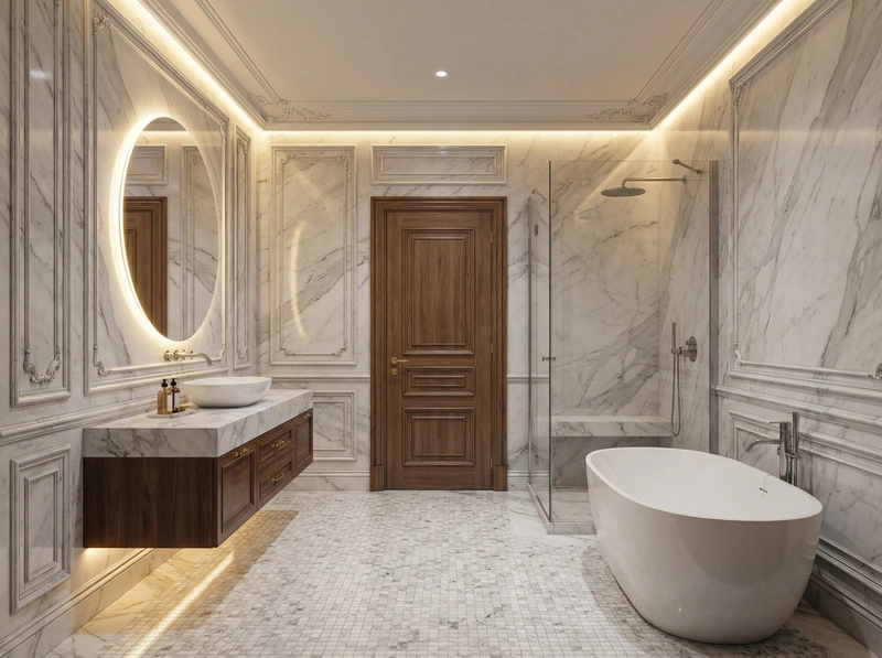 Дизайн интерьера в стиле Классика — Ванная от нейросети RoomGPT