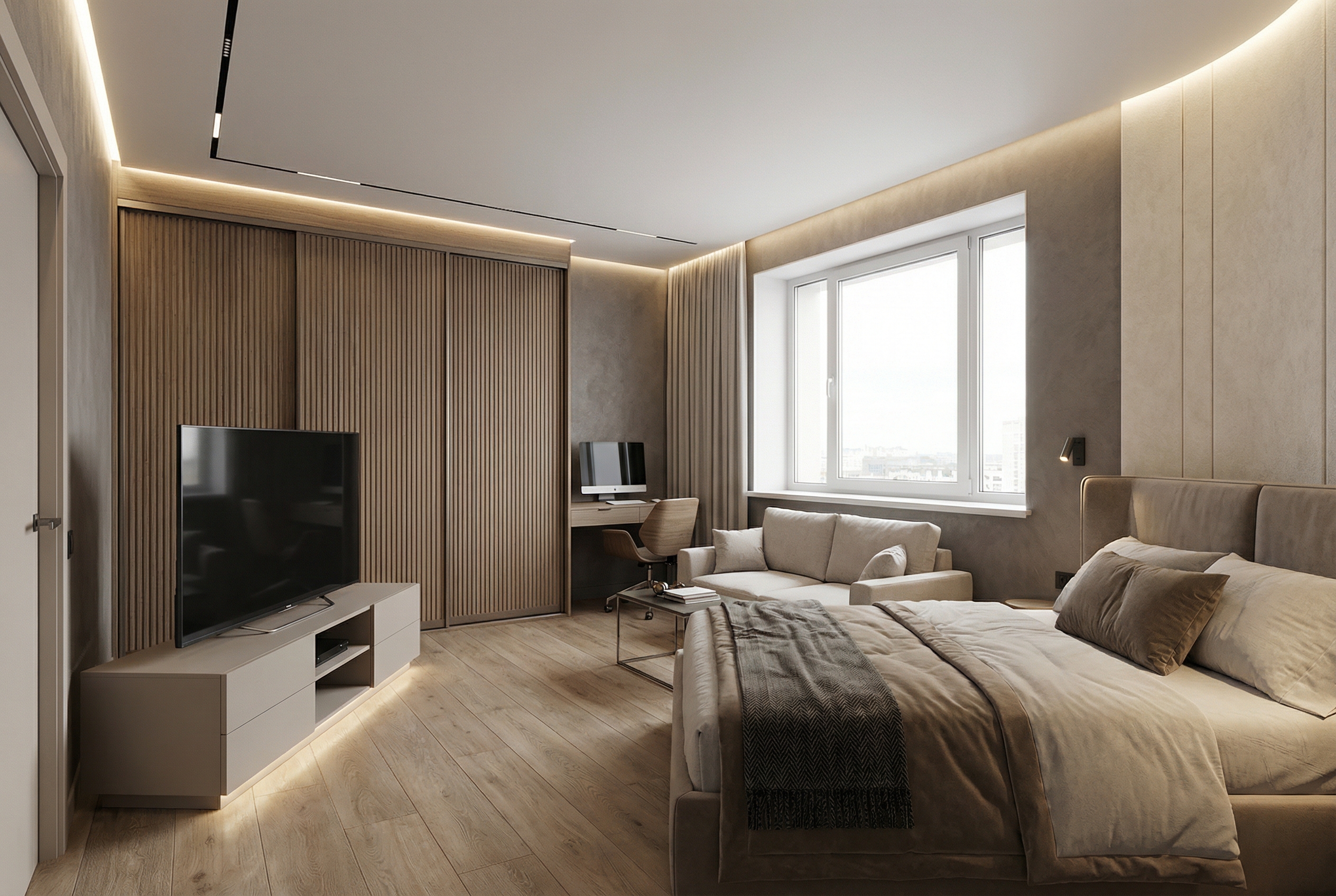 Дизайн спальни в стиле Минимализм — фото интерьера от нейросети RoomGPT