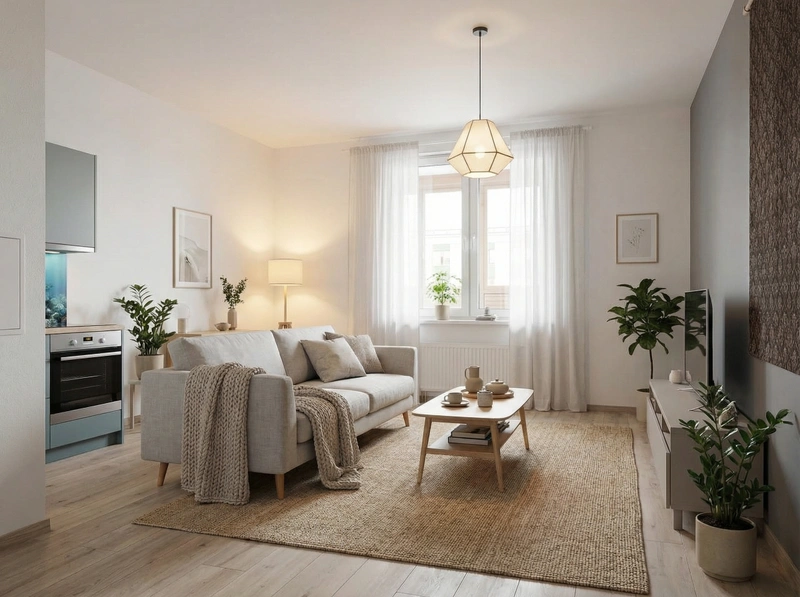 Дизайн интерьера в стиле Хюгге — Гостиная от нейросети RoomGPT