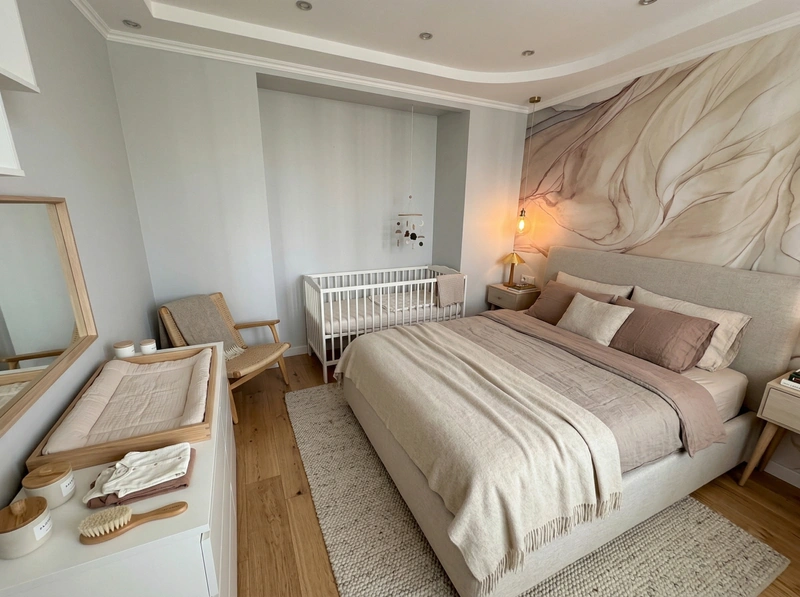 Дизайн спальни в стиле Хюгге — фото интерьера от нейросети RoomGPT