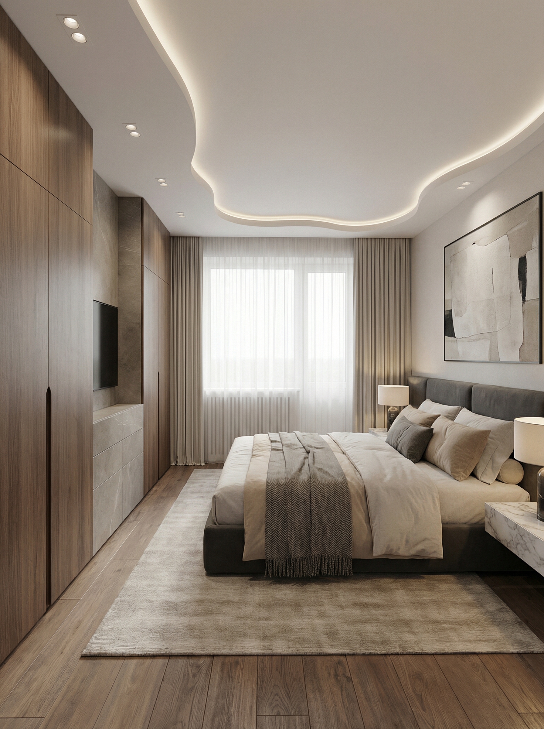 Дизайн спальни в стиле Минимализм — фото интерьера от нейросети RoomGPT