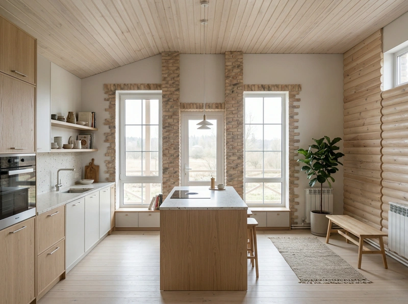 Дизайн кухни в стиле Сканди — фото интерьера от нейросети RoomGPT