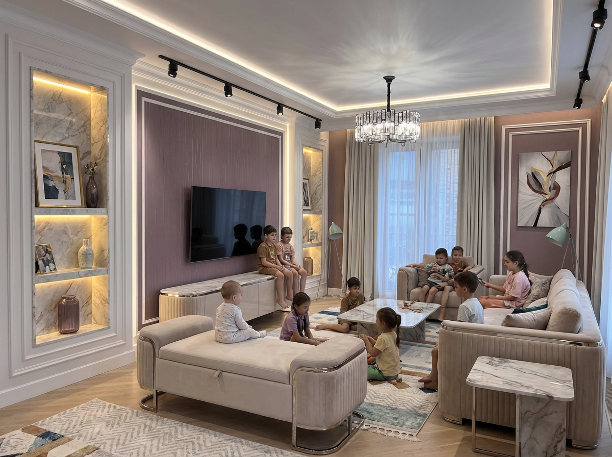 Дизайн гостиной в стиле Классика — фото интерьера от нейросети RoomGPT