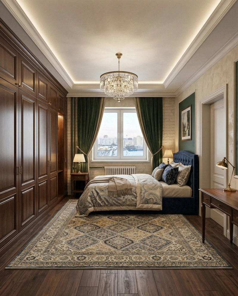 Дизайн спальни в стиле Классика — фото интерьера от нейросети RoomGPT