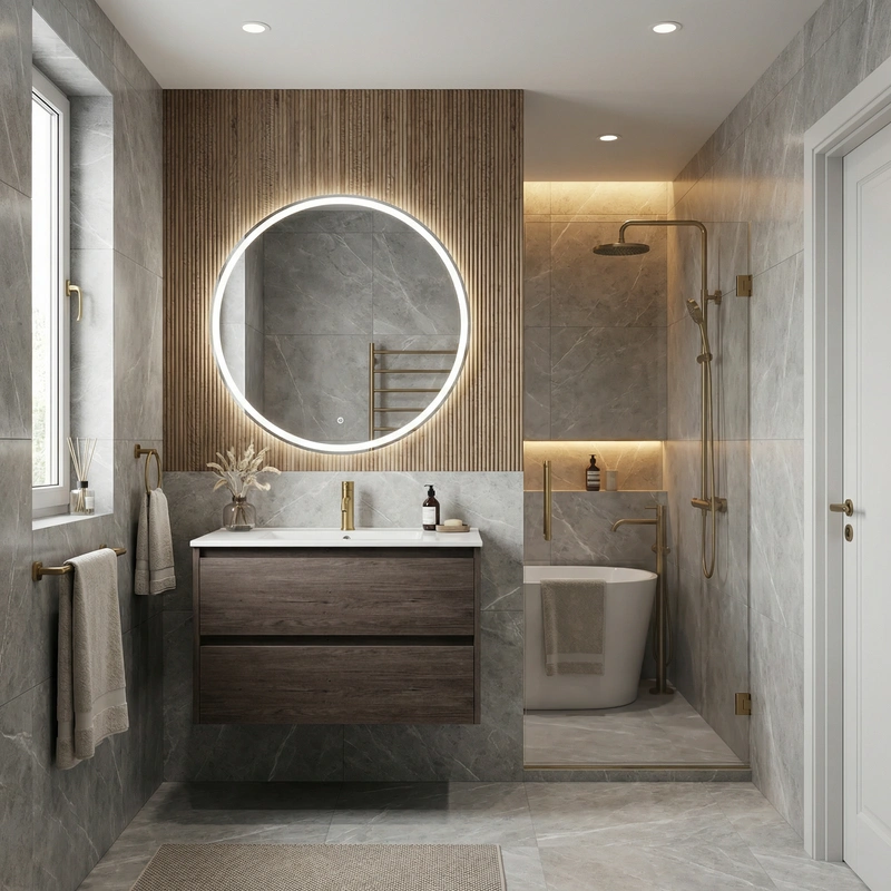 Дизайн интерьера в стиле Контемпорари — Ванная от нейросети RoomGPT