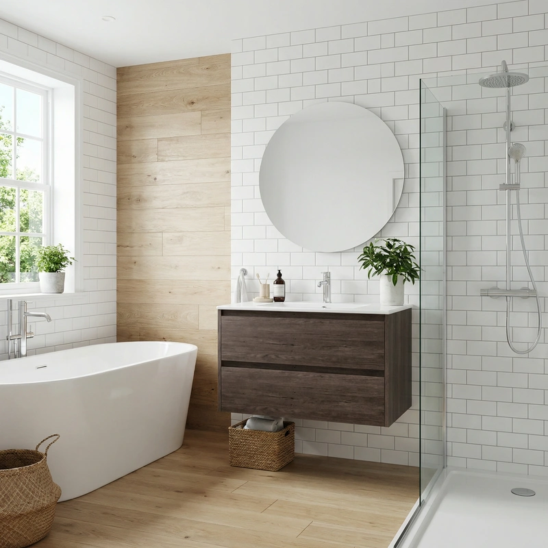 Дизайн интерьера в стиле Сканди — Ванная от нейросети RoomGPT