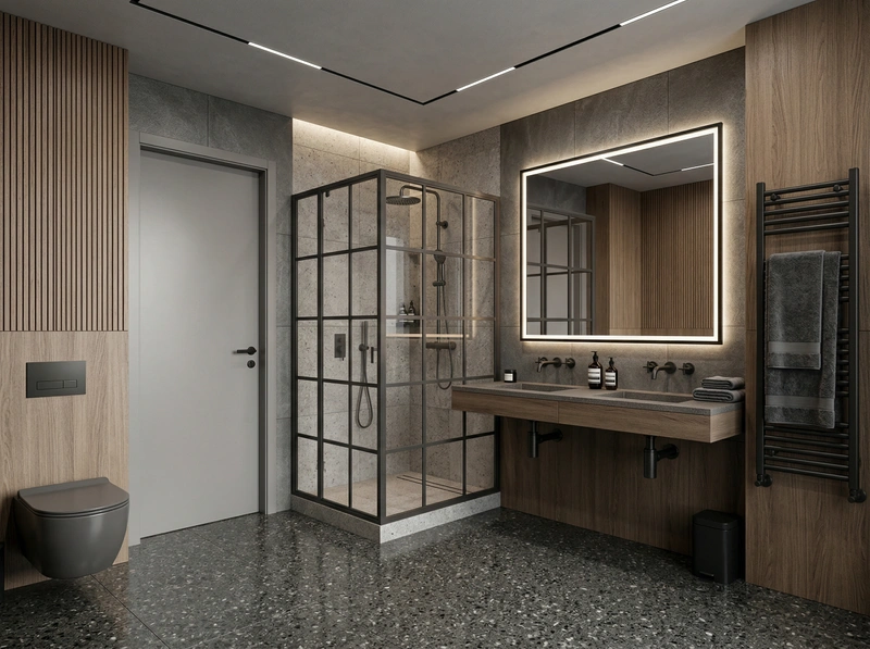 Дизайн ванной в стиле Лофт — фото интерьера от нейросети RoomGPT