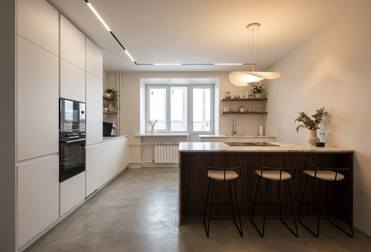 Дизайн кухни в стиле Минимализм — фото интерьера от нейросети RoomGPT