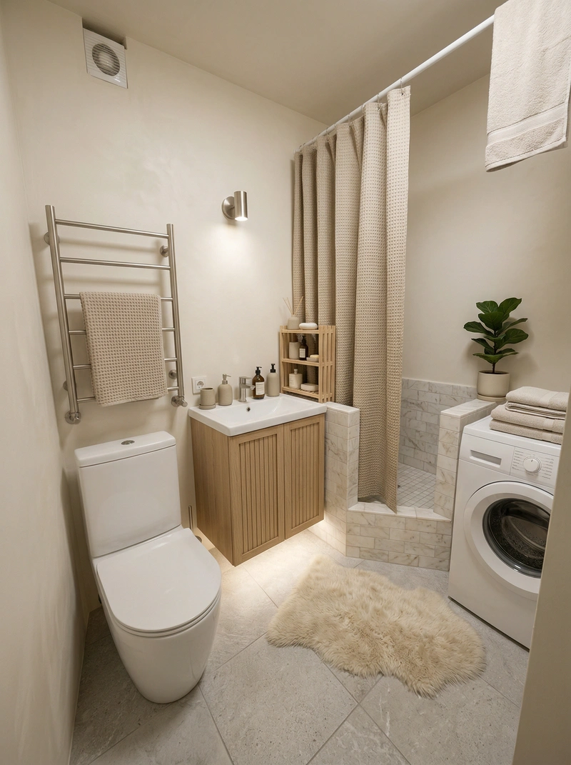 Дизайн интерьера в стиле Хюгге — Ванная от нейросети RoomGPT