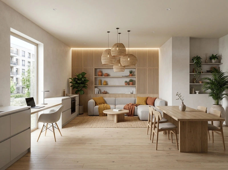 Дизайн кухни в стиле Сканди — фото интерьера от нейросети RoomGPT