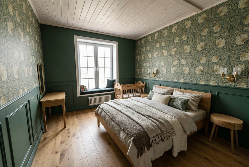 Дизайн спальни в стиле Сканди — фото интерьера от нейросети RoomGPT