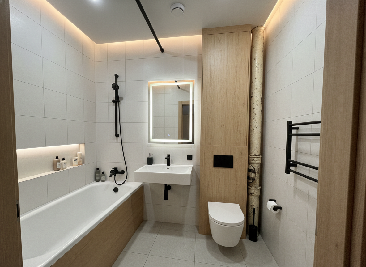 Дизайн ванной в стиле Минимализм — фото интерьера от нейросети RoomGPT