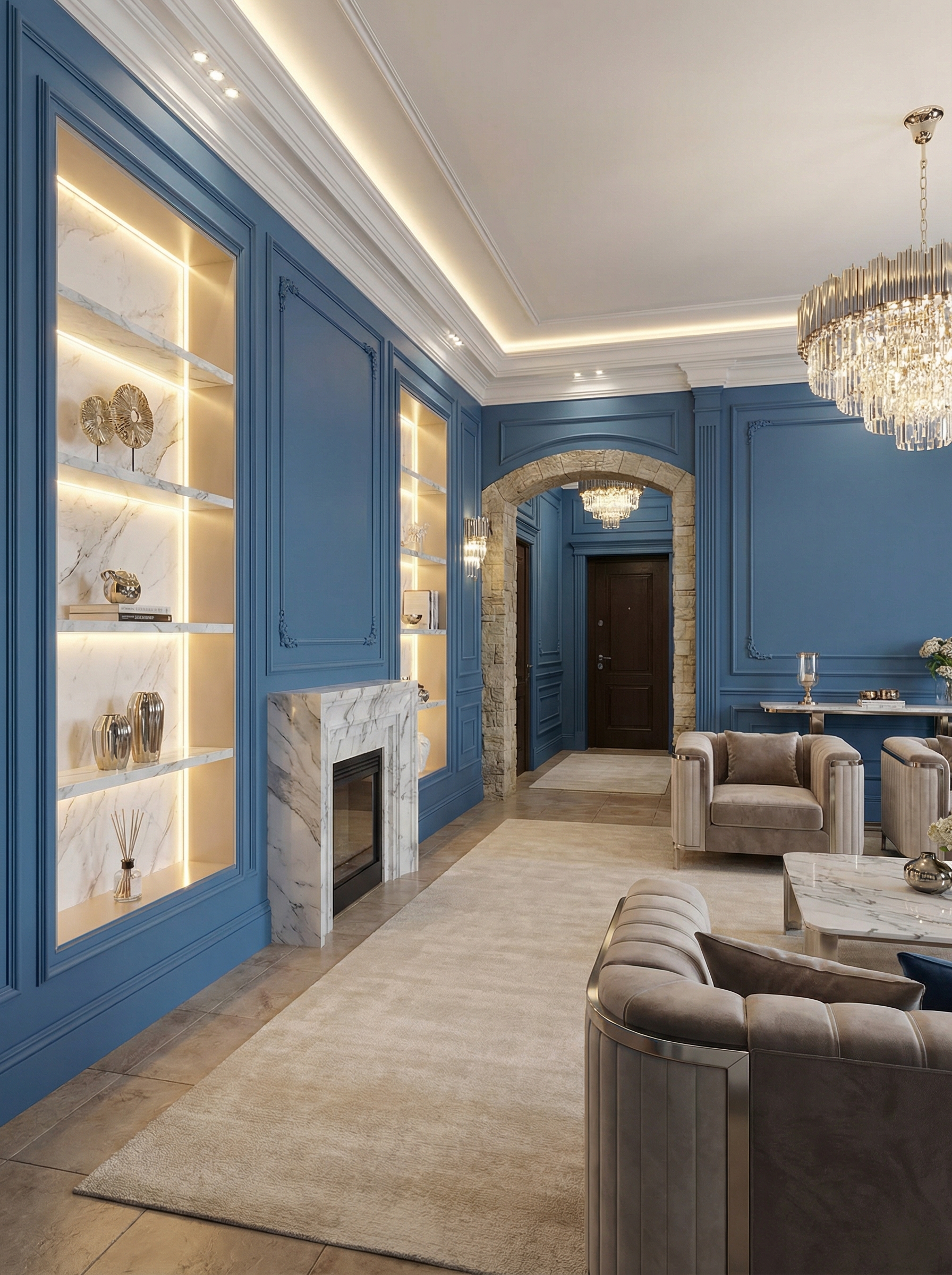 Дизайн гостиной в стиле Классика — фото интерьера от нейросети RoomGPT