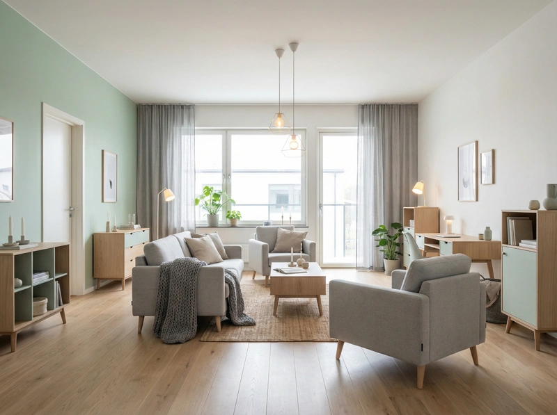 Дизайн интерьера в стиле Хюгге — Гостиная от нейросети RoomGPT