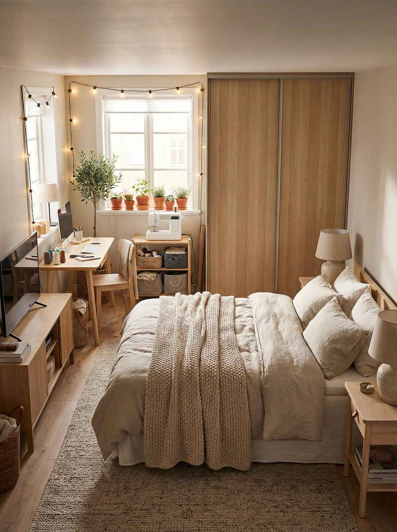 Дизайн интерьера в стиле Хюгге — Спальня от нейросети RoomGPT