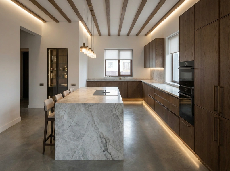 Дизайн интерьера в стиле Контемпорари — Кухня от нейросети RoomGPT