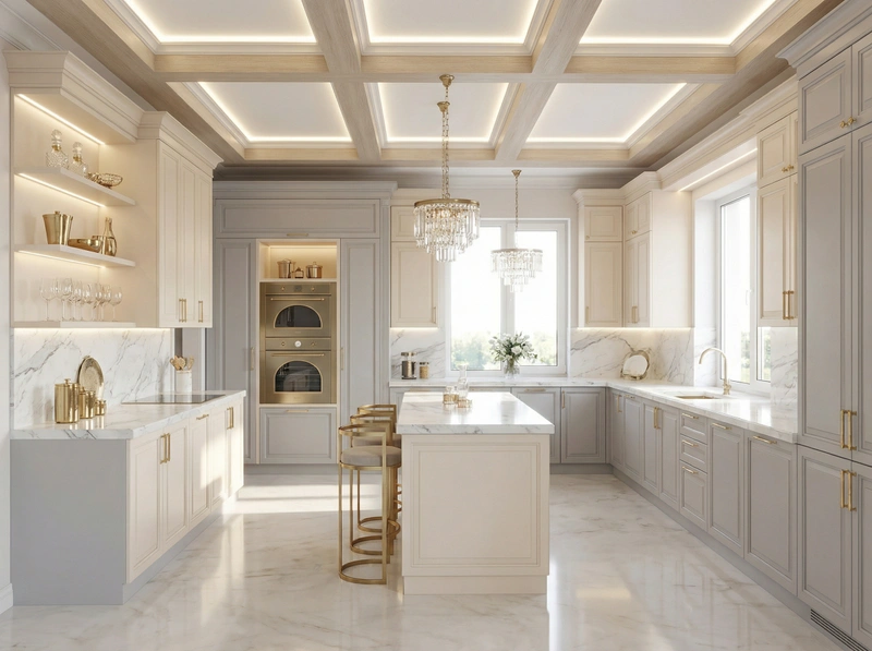 Дизайн интерьера в стиле Неоклассика — Кухня от нейросети RoomGPT