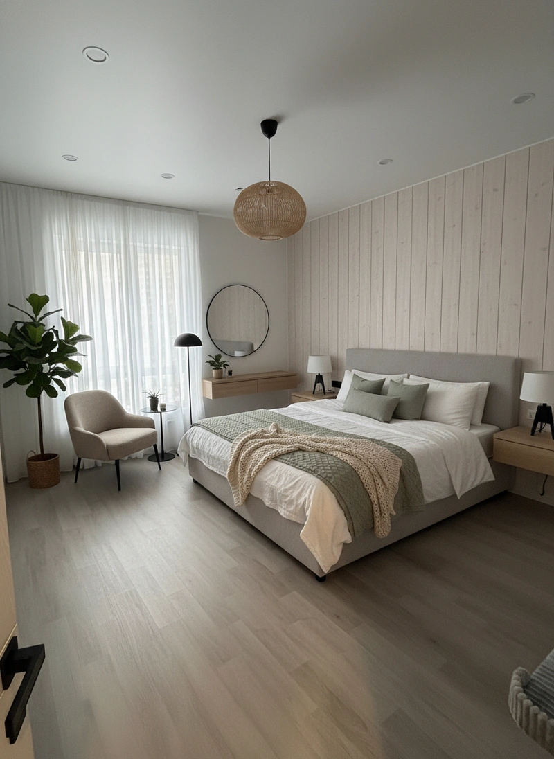 Дизайн интерьера в стиле Сканди — Спальня от нейросети RoomGPT