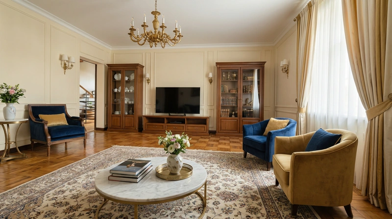 Дизайн интерьера в стиле Классика — Гостиная от нейросети RoomGPT