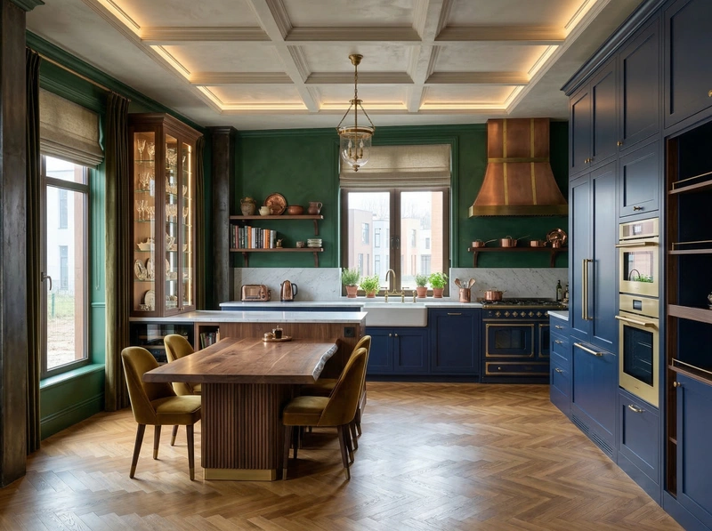 Дизайн кухни в стиле Британский — фото интерьера от нейросети RoomGPT