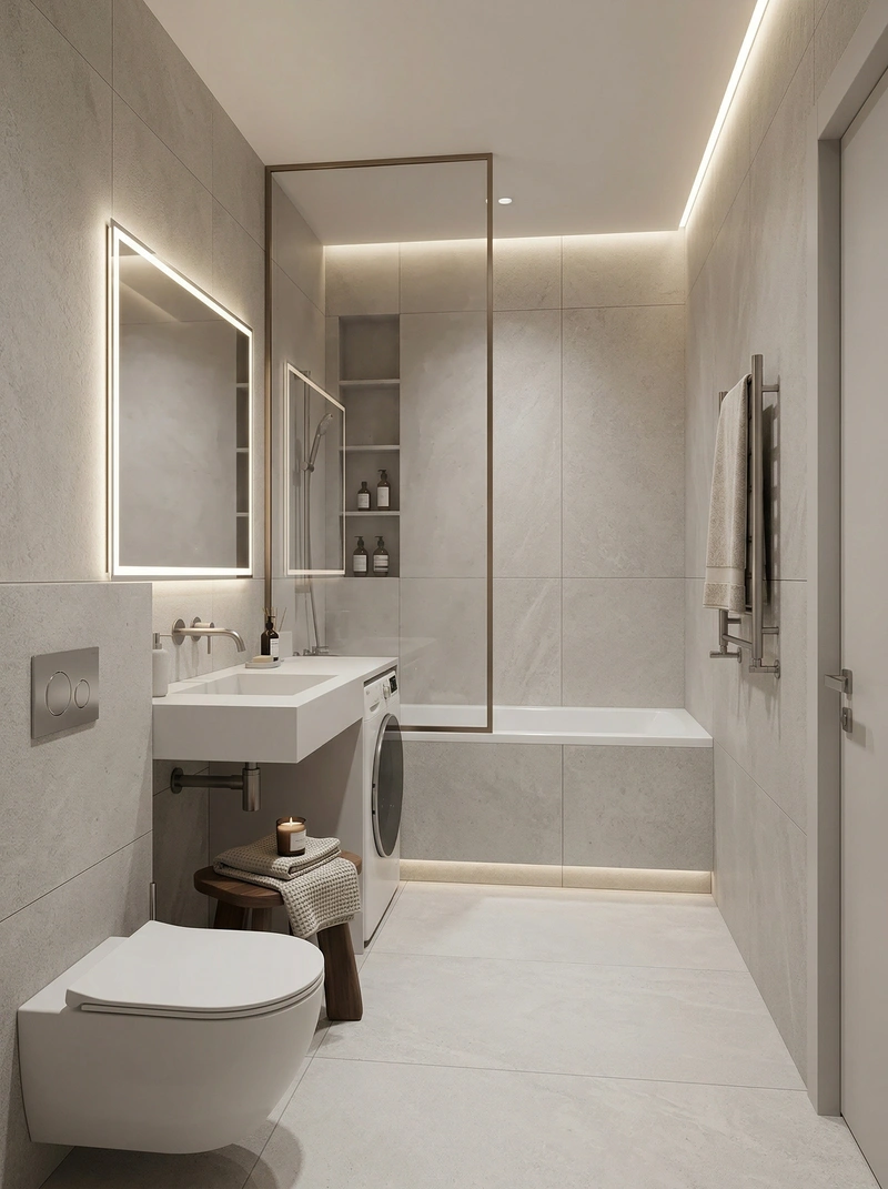 Дизайн ванной в стиле Минимализм — фото интерьера от нейросети RoomGPT
