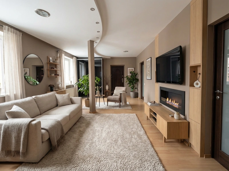 Дизайн гостиной в стиле Сканди — фото интерьера от нейросети RoomGPT