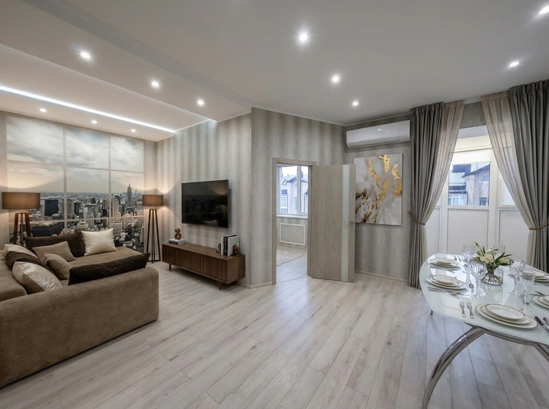 Дизайн гостиной в стиле Контемпорари — фото интерьера от нейросети RoomGPT