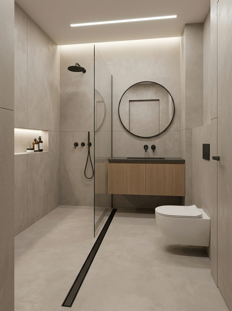 Дизайн ванной в стиле Минимализм — фото интерьера от нейросети RoomGPT