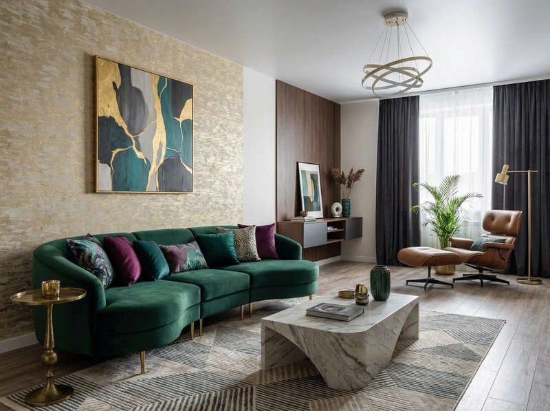 Дизайн интерьера в стиле Эклектика — Гостиная от нейросети RoomGPT