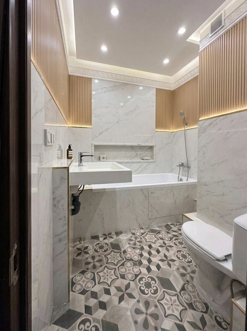 Дизайн ванной в стиле Неоклассика — фото интерьера от нейросети RoomGPT