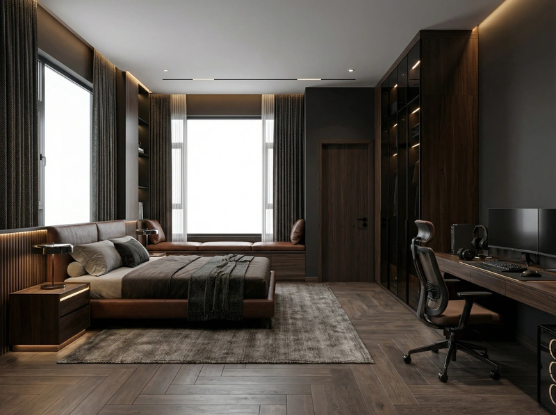 Дизайн интерьера в стиле Блэктэк — Спальня от нейросети RoomGPT