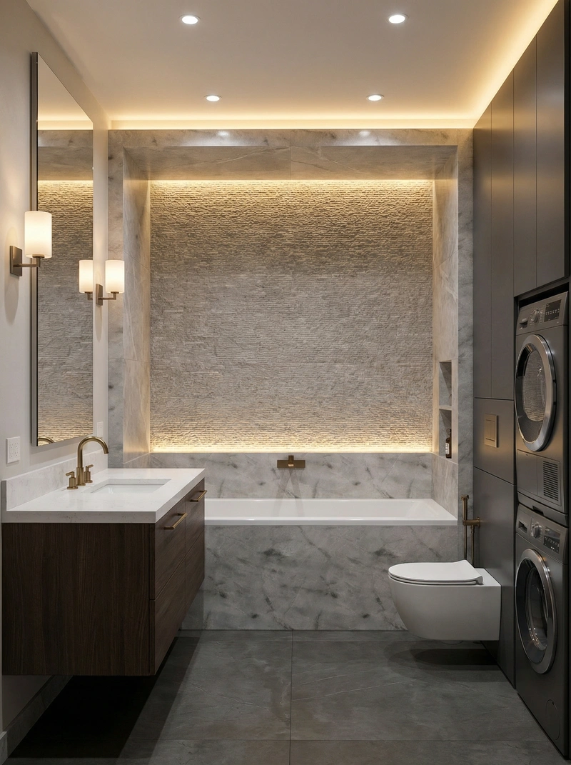 Дизайн интерьера в стиле Контемпорари — Ванная от нейросети RoomGPT