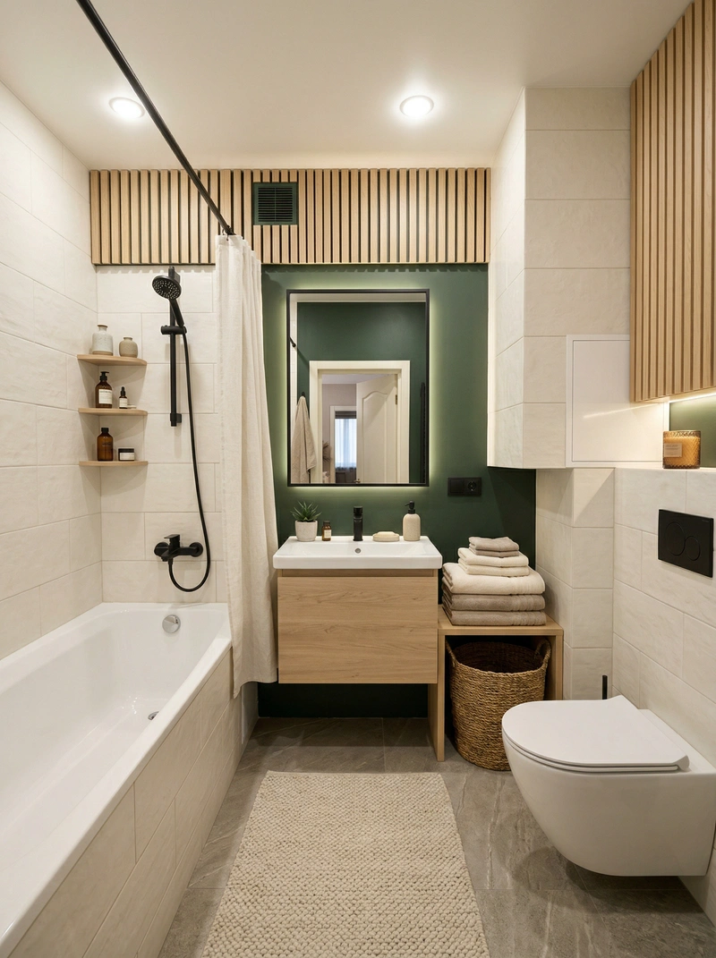 Дизайн интерьера в стиле Хюгге — Ванная от нейросети RoomGPT