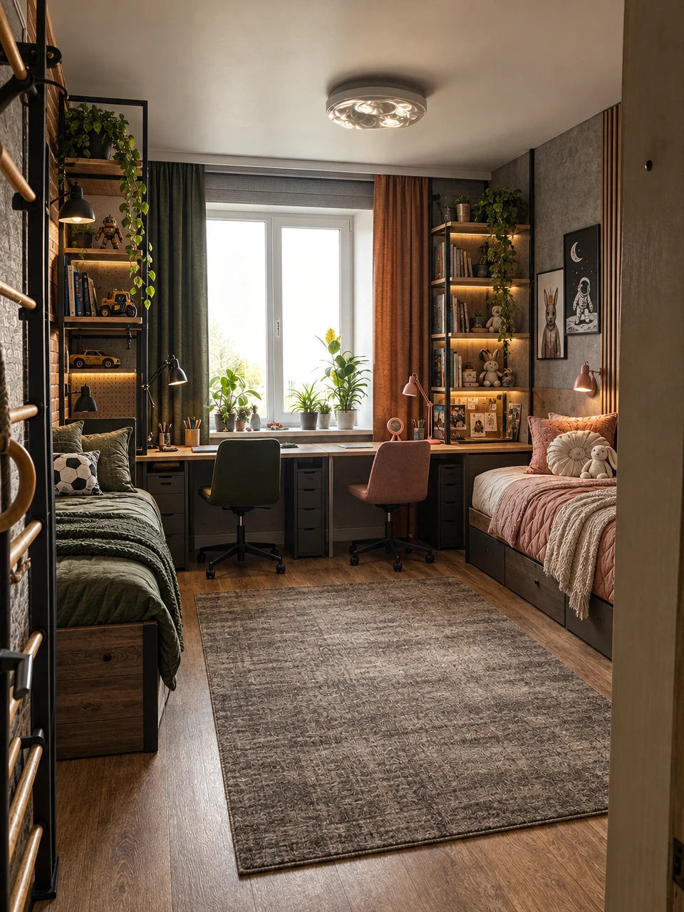 Дизайн детской в стиле Лофт — фото интерьера от нейросети RoomGPT