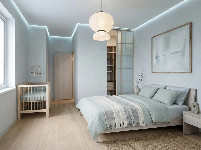 Дизайн спальни в стиле Japandi — фото интерьера от нейросети RoomGPT