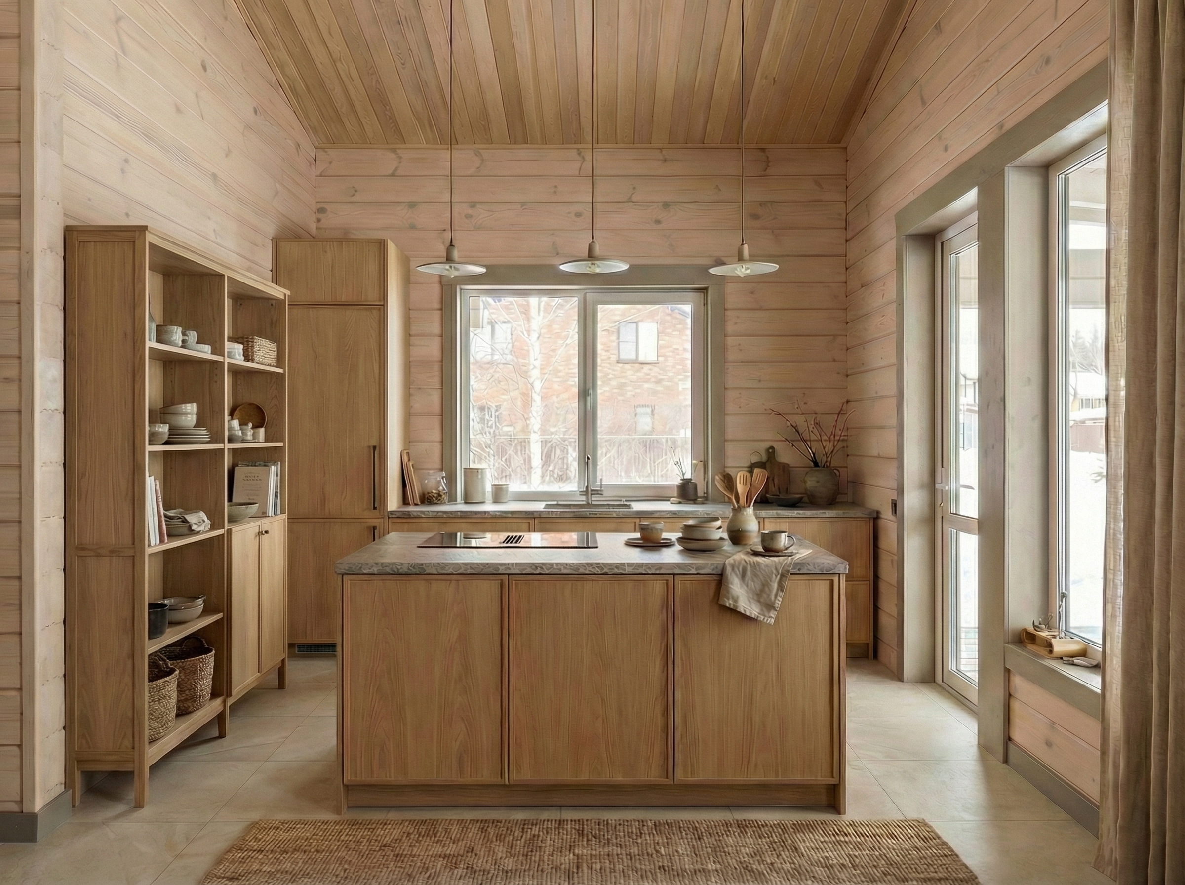 Дизайн кухни в стиле Japandi — фото интерьера от нейросети RoomGPT