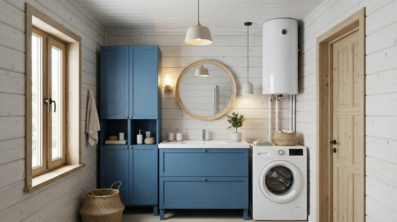 Дизайн ванной в стиле Japandi — фото интерьера от нейросети RoomGPT