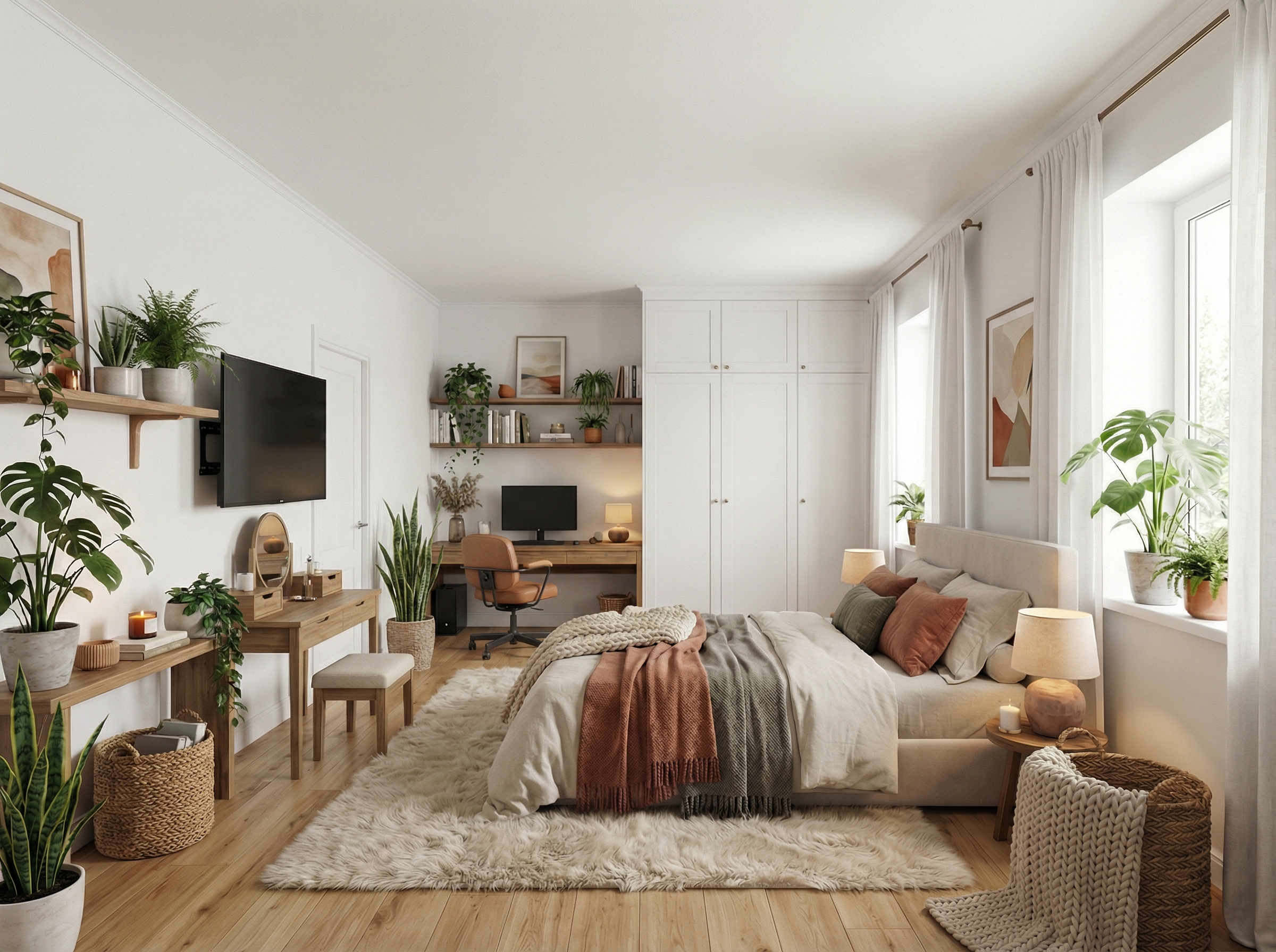 Дизайн спальни в стиле Хюгге — фото интерьера от нейросети RoomGPT