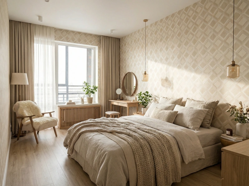 Дизайн интерьера в стиле Хюгге — Спальня от нейросети RoomGPT