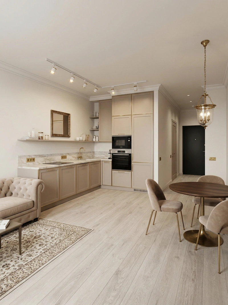 Дизайн кухни в стиле Классика — фото интерьера от нейросети RoomGPT