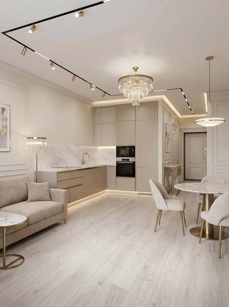 Дизайн кухни в стиле Неоклассика — фото интерьера от нейросети RoomGPT