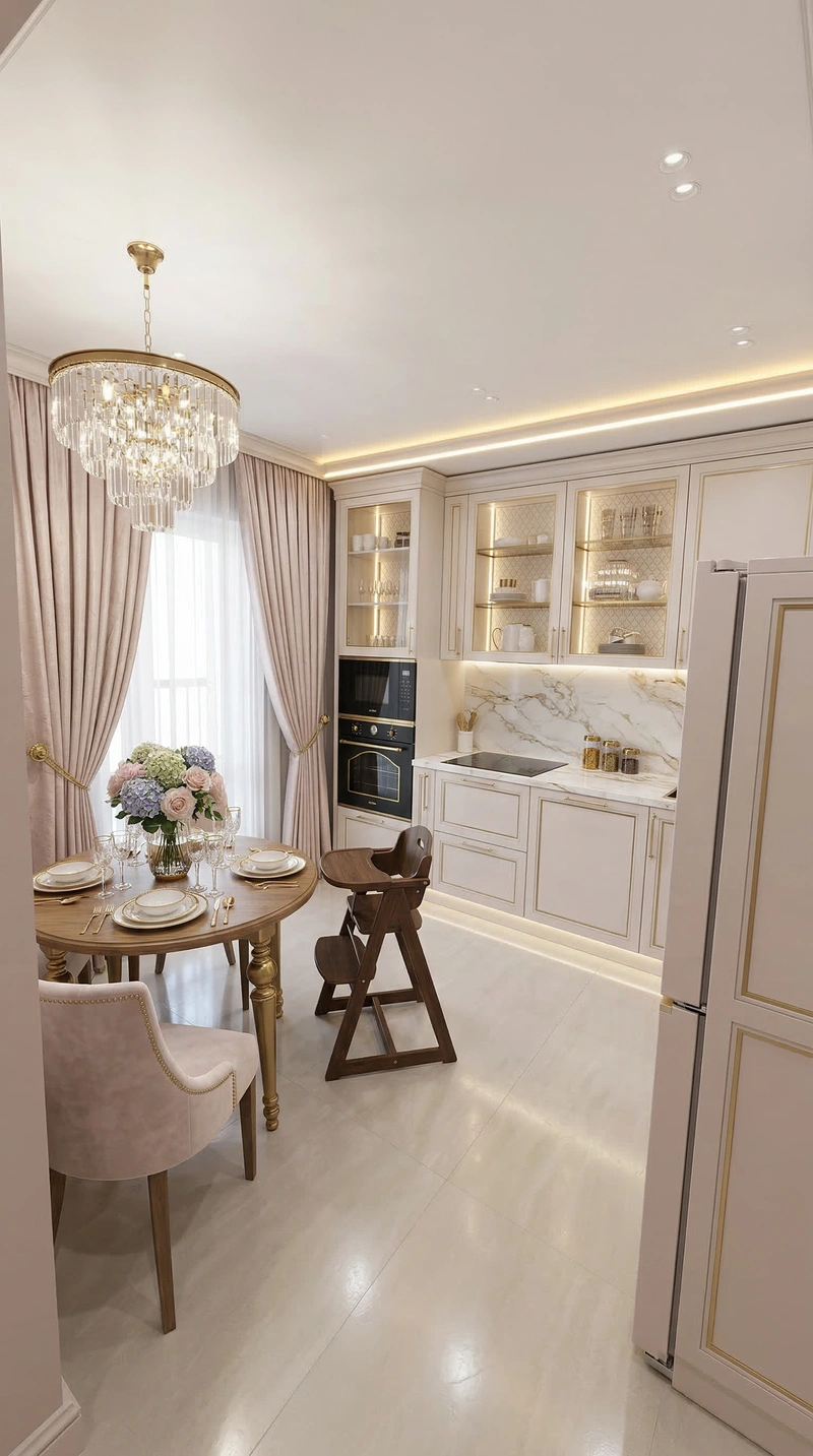 Дизайн интерьера в стиле Неоклассика — Кухня от нейросети RoomGPT