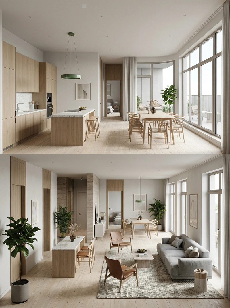 Дизайн гостиной в стиле Сканди — фото интерьера от нейросети RoomGPT