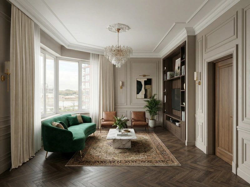 Дизайн интерьера в стиле Классика — Гостиная от нейросети RoomGPT
