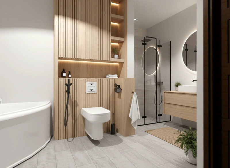 Дизайн интерьера в стиле Хюгге — Ванная от нейросети RoomGPT