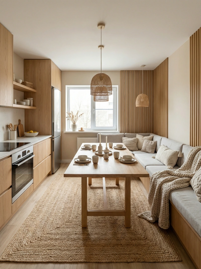 Дизайн интерьера в стиле Хюгге — Кухня от нейросети RoomGPT