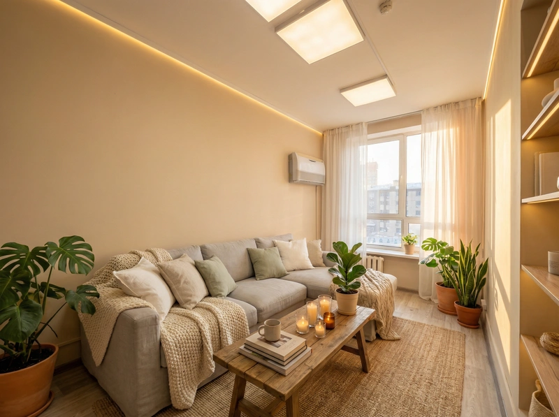 Дизайн интерьера в стиле Хюгге — Гостиная от нейросети RoomGPT