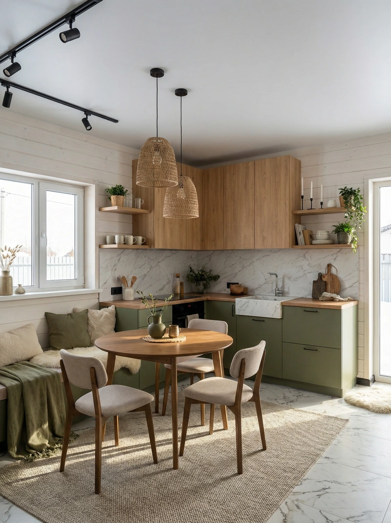 Дизайн интерьера в стиле Хюгге — Кухня от нейросети RoomGPT