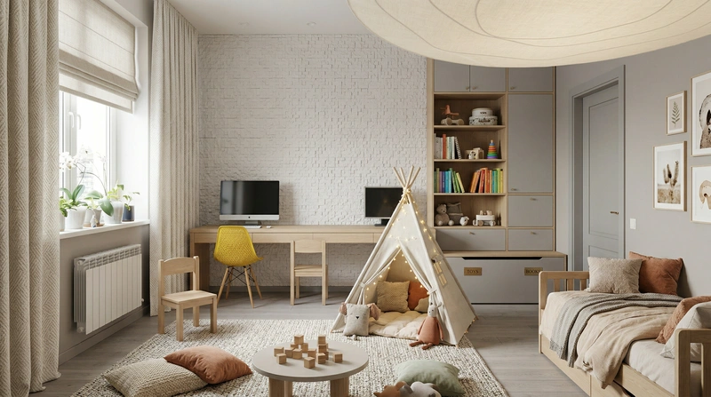 Дизайн интерьера в стиле Хюгге — Детская от нейросети RoomGPT