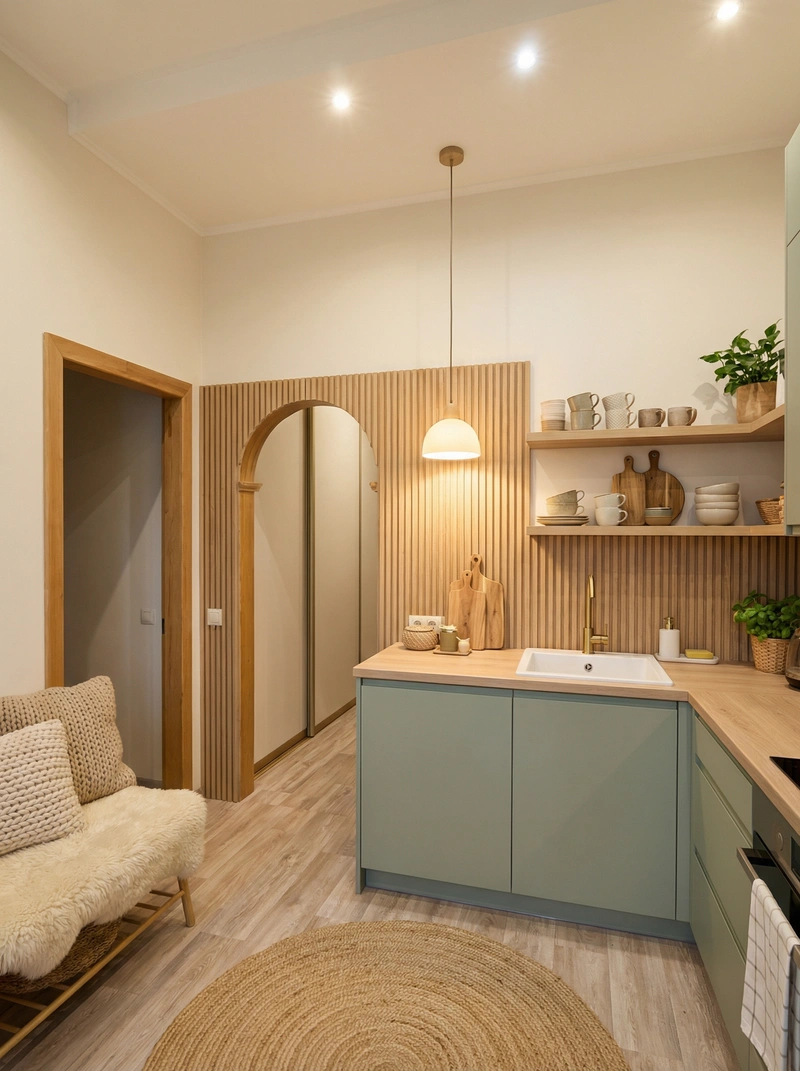 Дизайн интерьера в стиле Хюгге — Кухня от нейросети RoomGPT